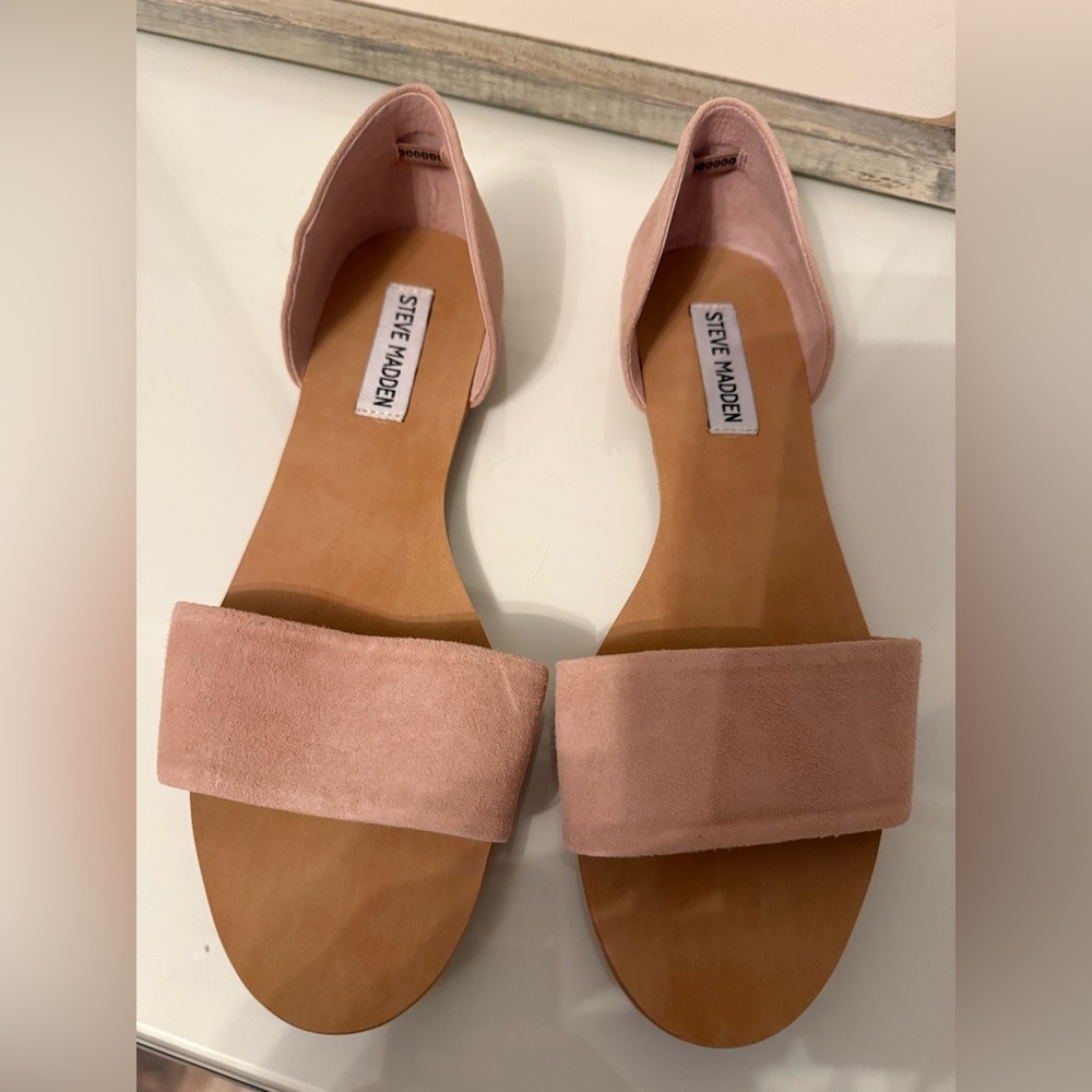 Steve Madden Corey Blush Suede D'Orsay Flat Sandals-Used 1x
